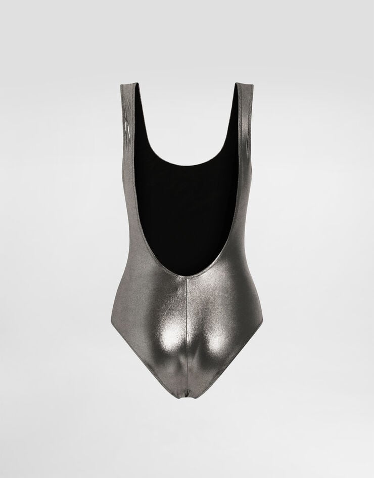 Dolce & Gabbana KIM DOLCE&GABBANA Foiled racer-style swimsuit Silver O9A46JFUGQY