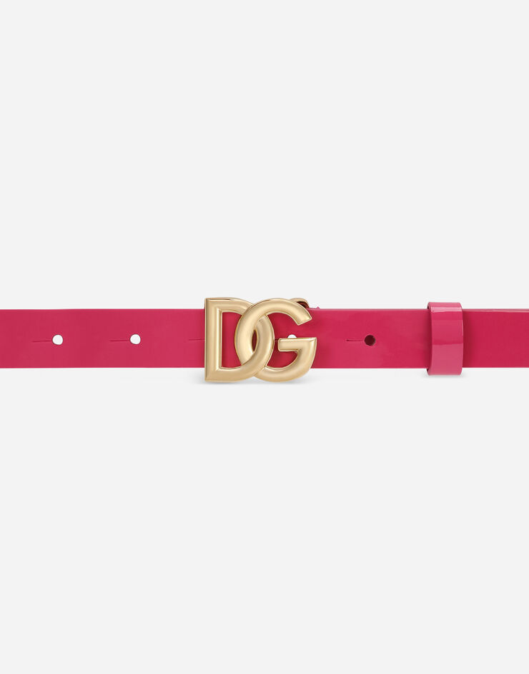 Dolce & Gabbana Ceinture en cuir verni avec boucle logo DG Rose EE0062A1471