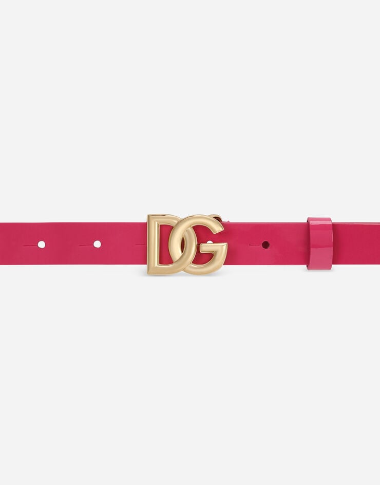 Dolce & Gabbana Patent leather belt with DG-logo buckle Pink EE0062A1471