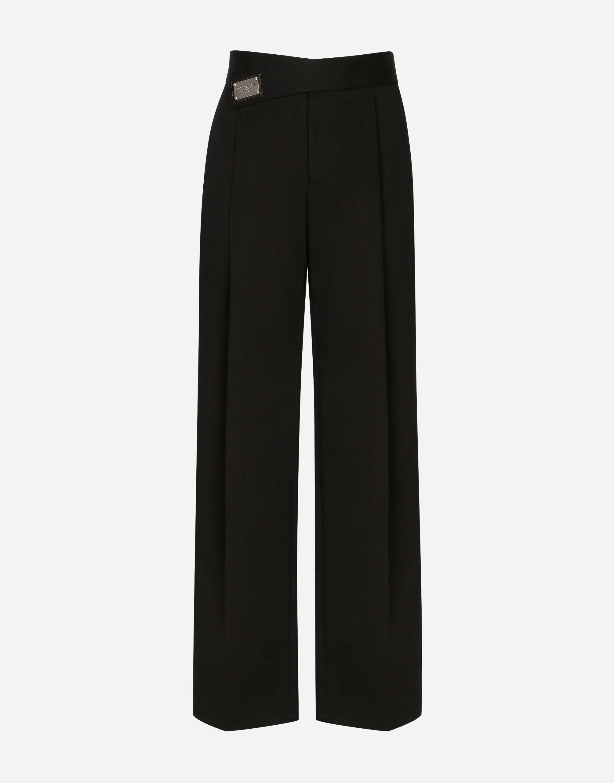 Dolce&Gabbana Stretch cotton pants with logo tag Black G710PTFU26Z