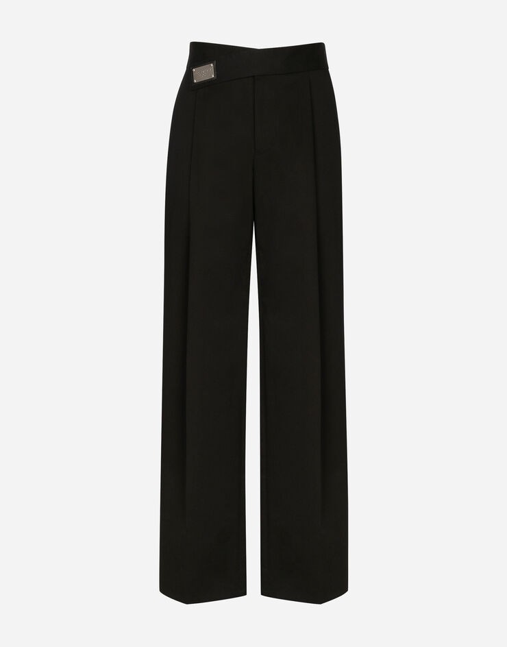 Dolce&Gabbana Stretch cotton pants with logo tag Black GZ89ATFUFGA