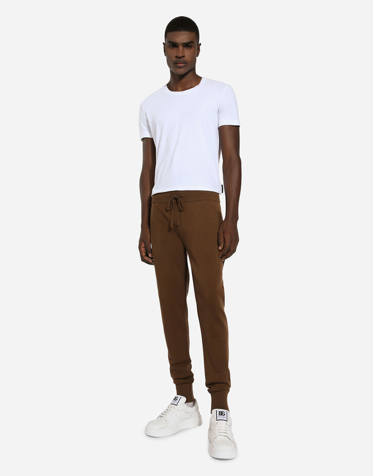 Dolce & Gabbana Wool and cashmere knit jogging pants Brown GXQ56TJFMQ2