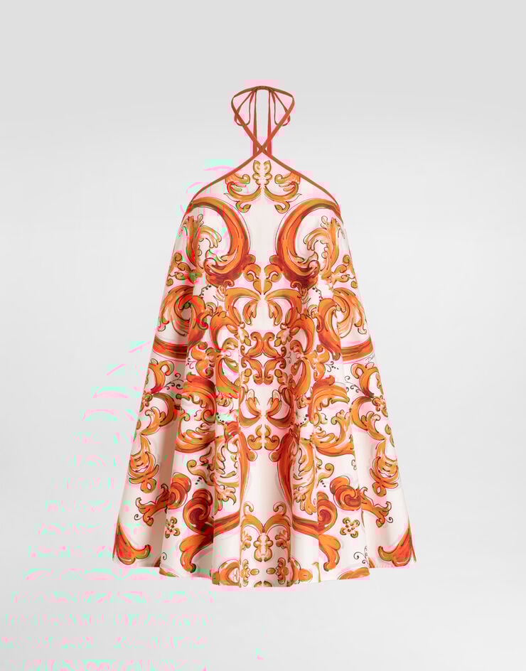 Dolce & Gabbana Flared dress in majolica-print poplin Multicolor F614RTGDDRD