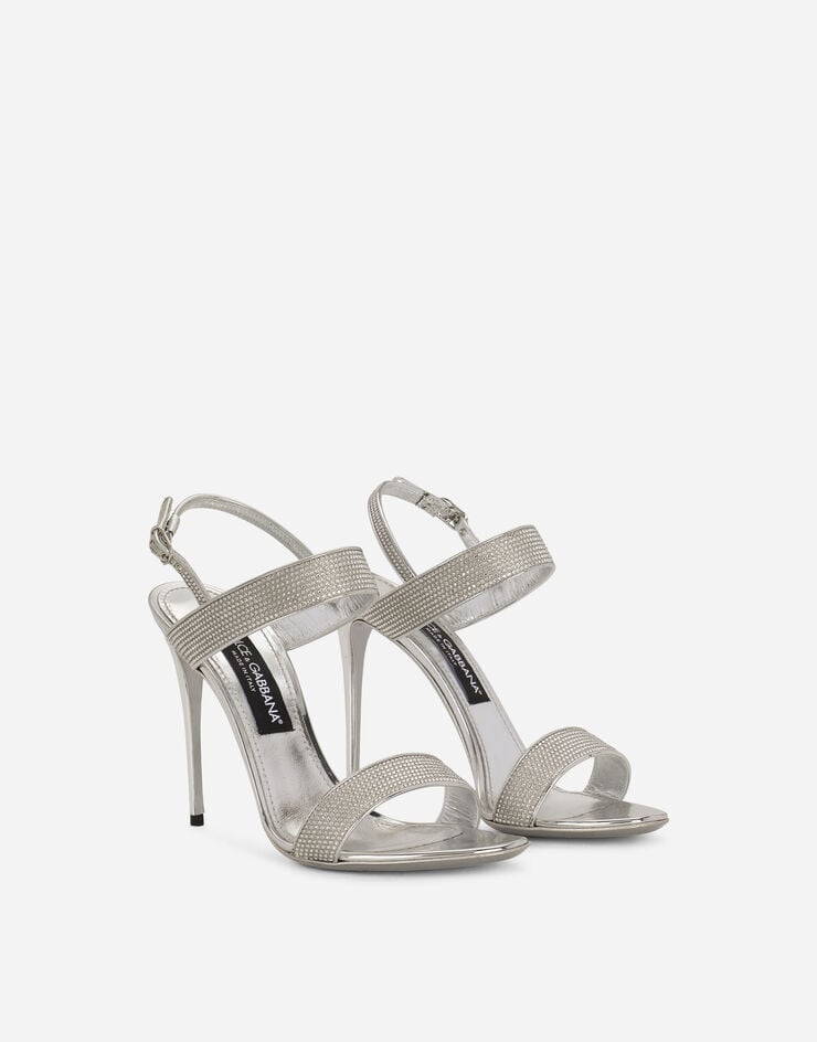Dolce & Gabbana KIM DOLCE&GABBANA Satin sandals with fusible rhinestones Grey CR1550AN191