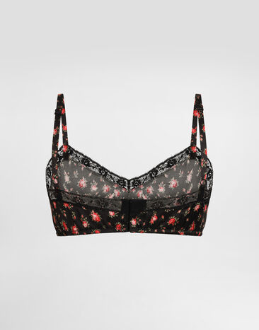 Dolce & Gabbana Small rose-print satin and lace bra Multicolor O1C81TON0CQ