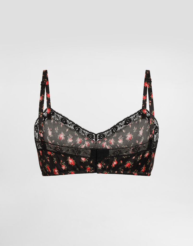Dolce & Gabbana Soutien-gorge en soie et dentelle à imprimé petites roses Multicolore O1C81TON0CQ