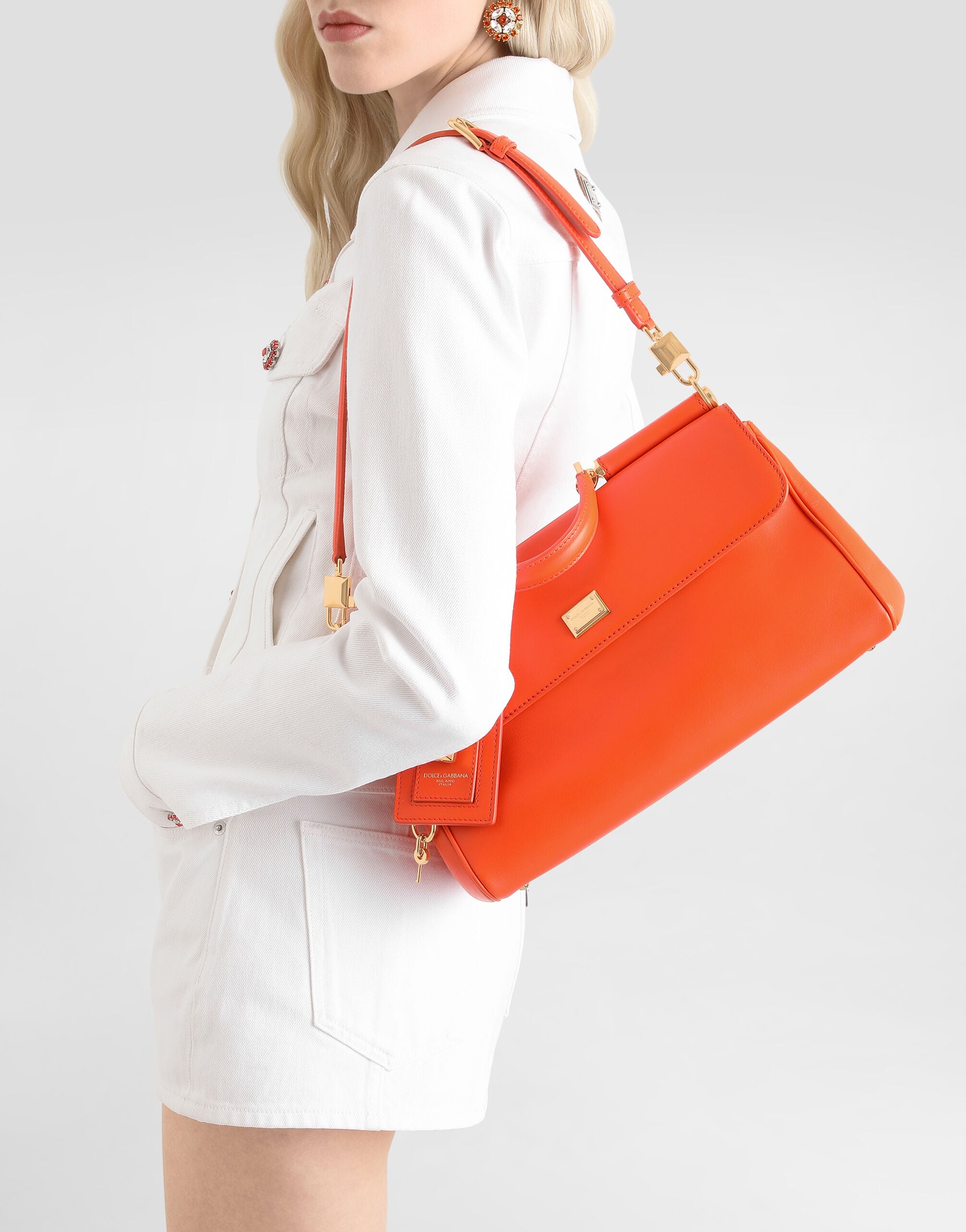 Medium My Sicily handbag in calfskin in Orange for Women