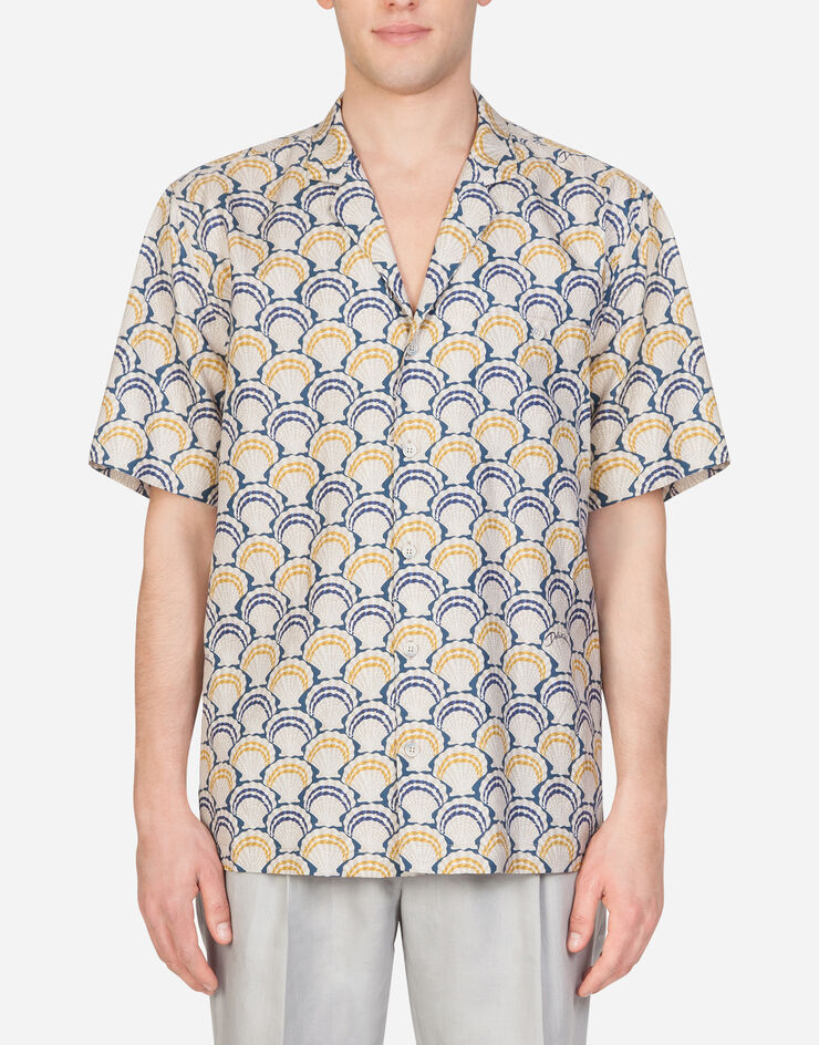 Dolce & Gabbana Cotton and silk hawaii shirt with scallop shell print CRÈME G5GX2THS5FY