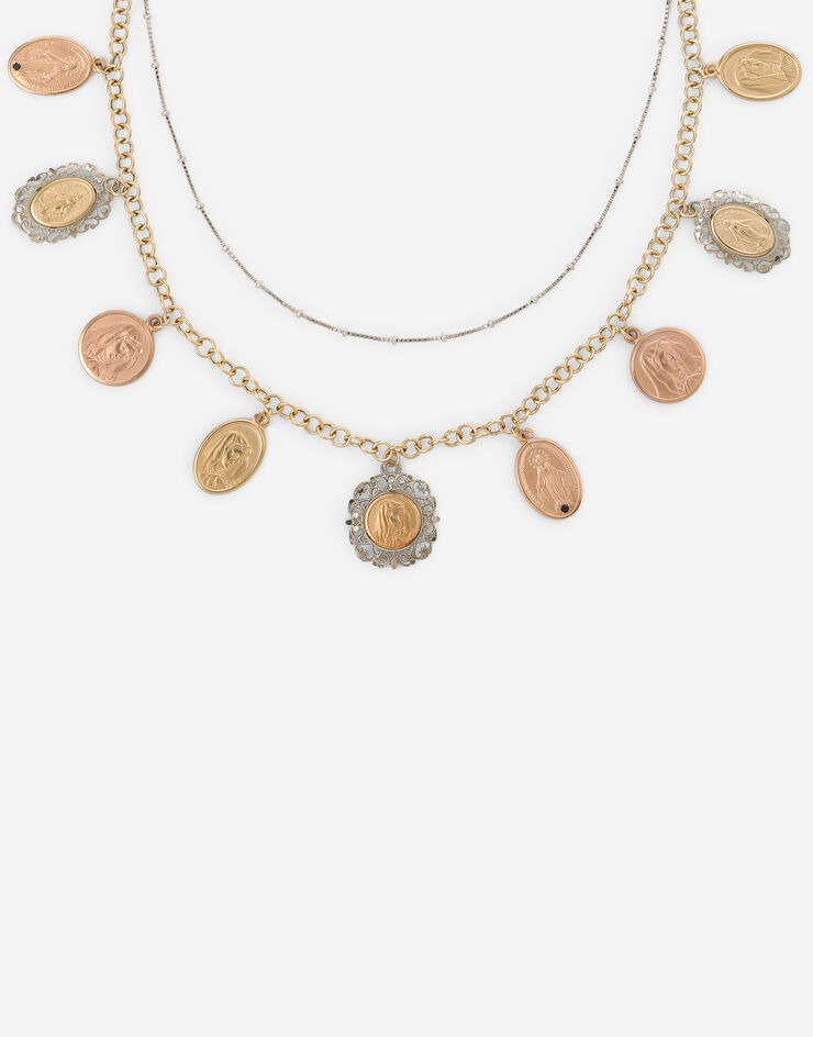 Dolce & Gabbana Sicily 圆章装饰 18K 黄金、红金与白金项链 多色 WNDS8GW0001