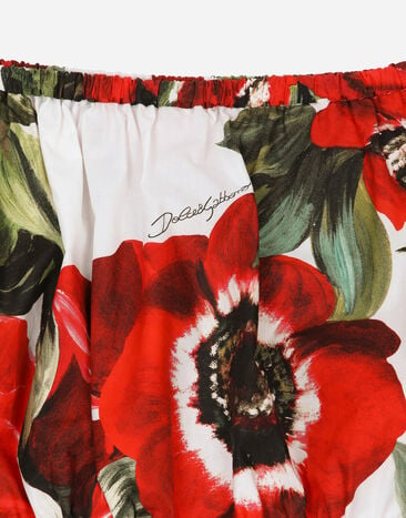 Dolce & Gabbana Top en coton à encolure Bardot et imprimé anémones Imprimé F755RTHS5Q0