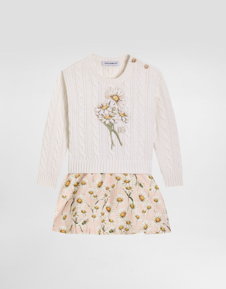 Dolce & Gabbana فستان بحياكة مجدولة أبيض L2KD46JDVDJ