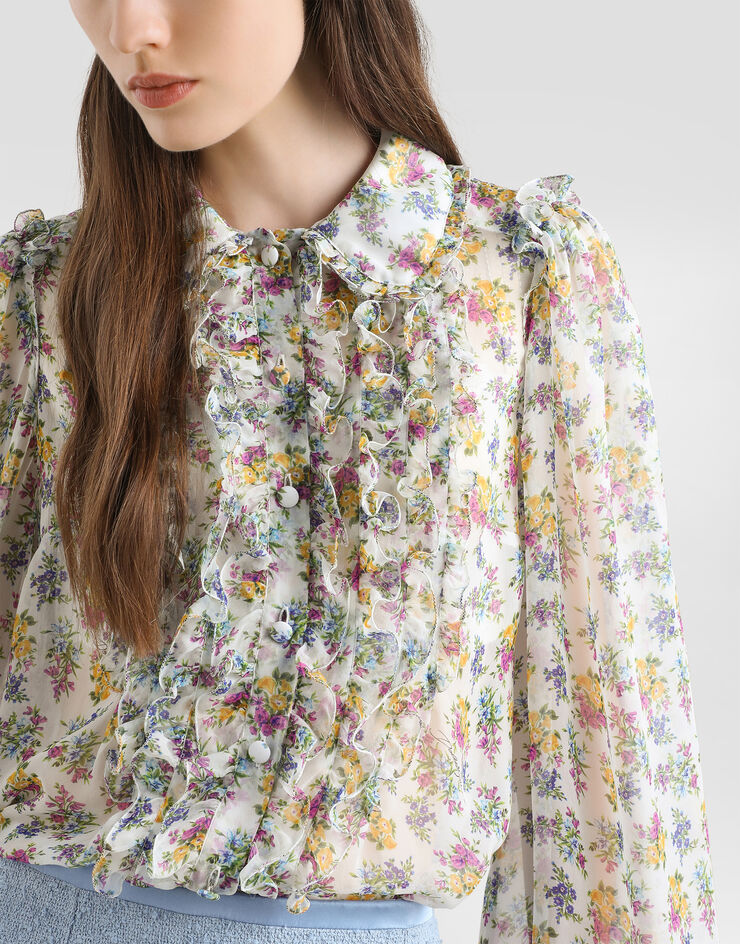 Dolce & Gabbana Small floral-print chiffon shirt Multicolor F5U02TIS10C