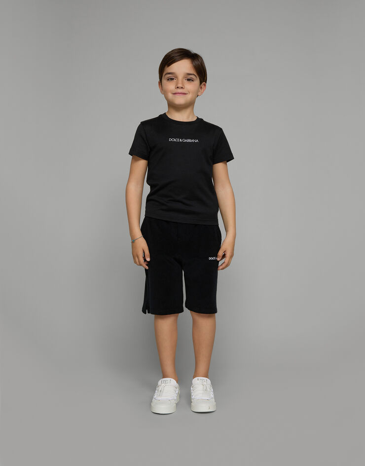 Dolce & Gabbana Camiseta de punto con logotipo bordado Negro L4JT7NG7STN