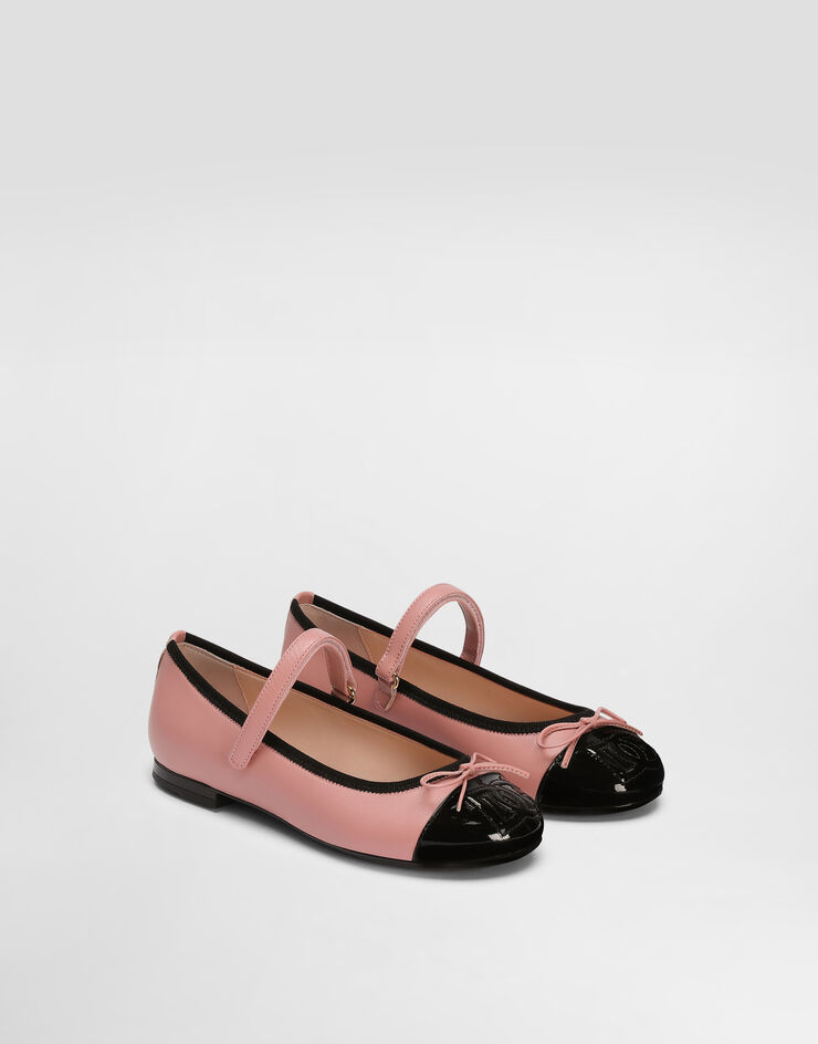 Dolce & Gabbana Patent leather and calfskin ballet flats Pink D11273A7924