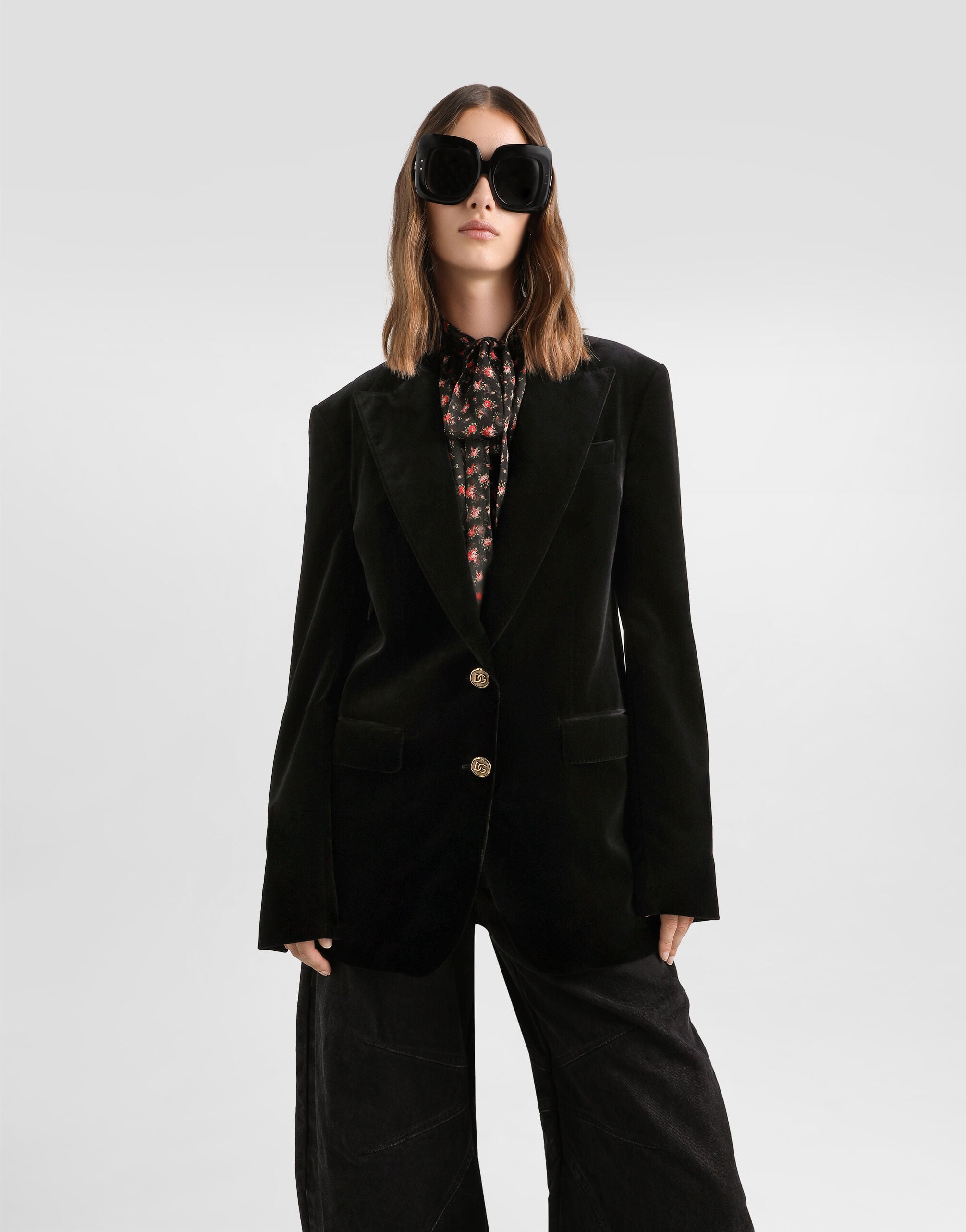 Blackのウィメンズ Smooth velvet jacket | Dolce&Gabbana®