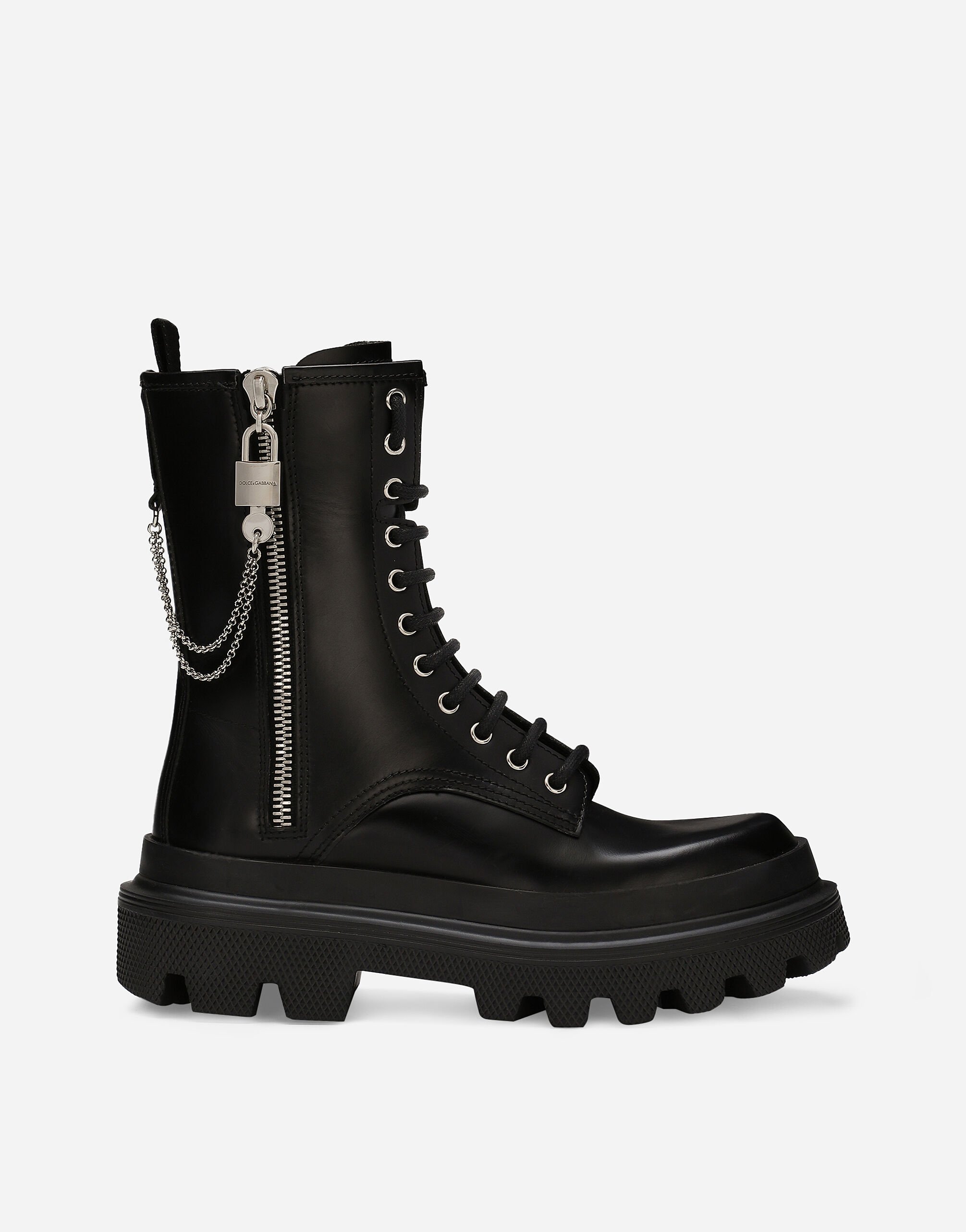 Dolce&Gabbana حذاء بوت برقبة للكاحل من جلد عجل أسود CU1067AQ513
