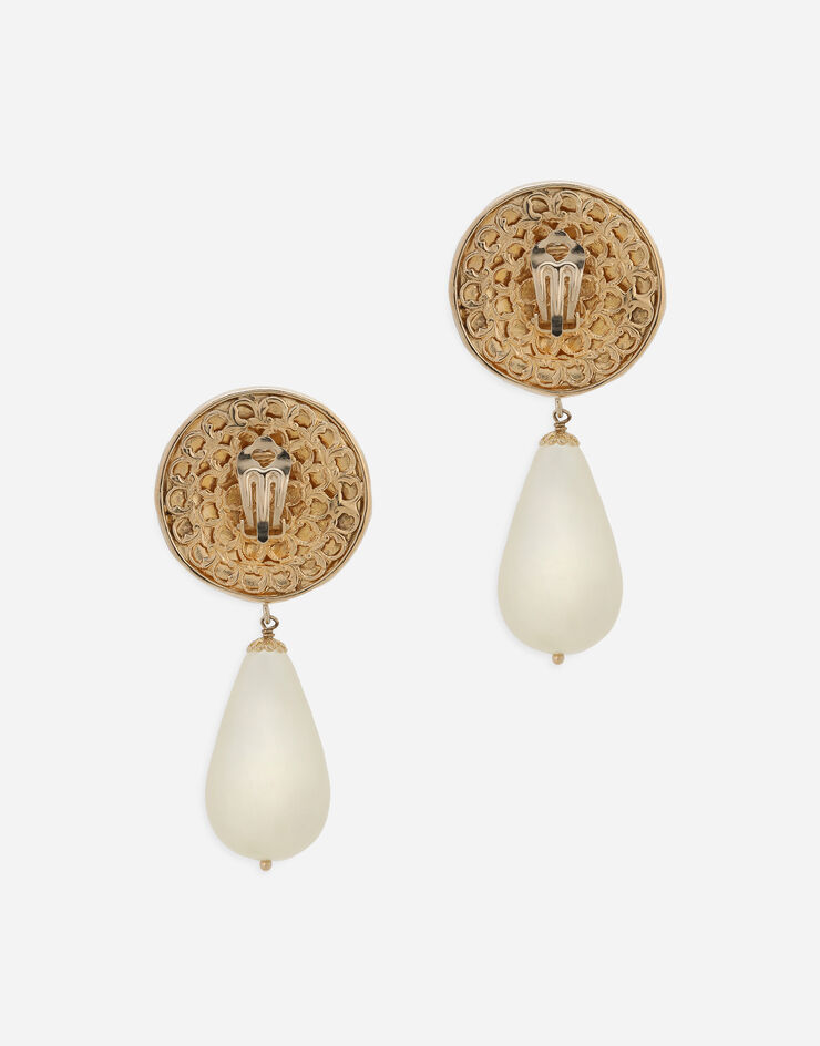 Dolce&Gabbana Earrings with DG logo and teardrop pendants Gold WEP8L5W1111