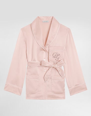Dolce & Gabbana Camicia vanity in raso di seta Rosa L56S22FU1AU