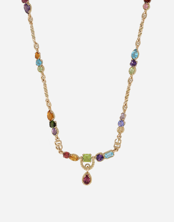 Dolce & Gabbana 18kt yellow gold necklace with multicolored fine gemstones Yellow Gold WNQR1GWMIX1