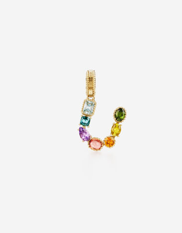 Dolce & Gabbana Rainbow alphabet U 18 kt yellow gold charm with multicolor fine gems Gold WANR1GWMIXQ