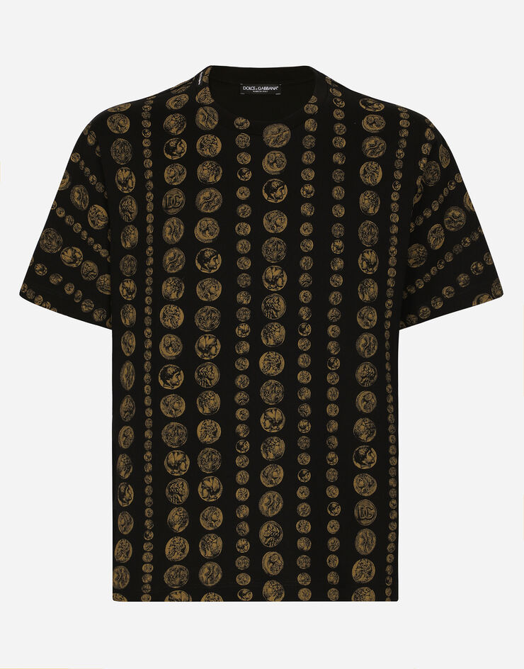 Dolce&Gabbana All-over coin print cotton T-shirt Black G8PN9TG7JGU