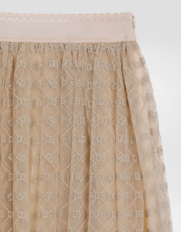 Dolce & Gabbana Tulle skirt embroidered with DG Beige L55I00FLSLY