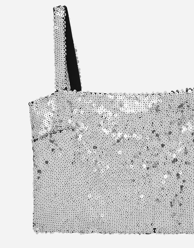 Dolce & Gabbana Sequined crop top with straps Blue F79BATFLSEP