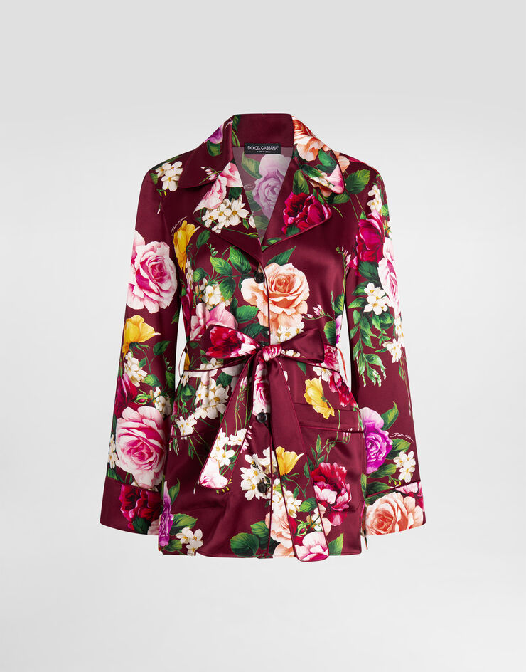 Dolce & Gabbana Rose-print satin vanity shirt Multicolor I5685WIS11B