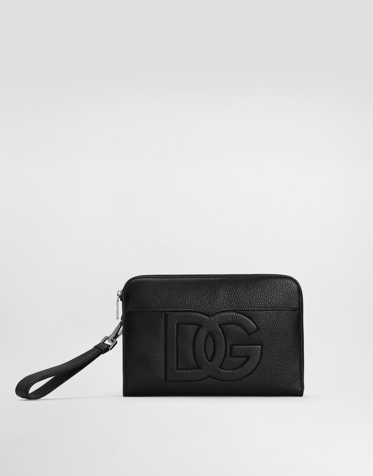 Dolce & Gabbana Mittelgroße Pouch Bag aus Hirschleder Schwarz BM2338A8034