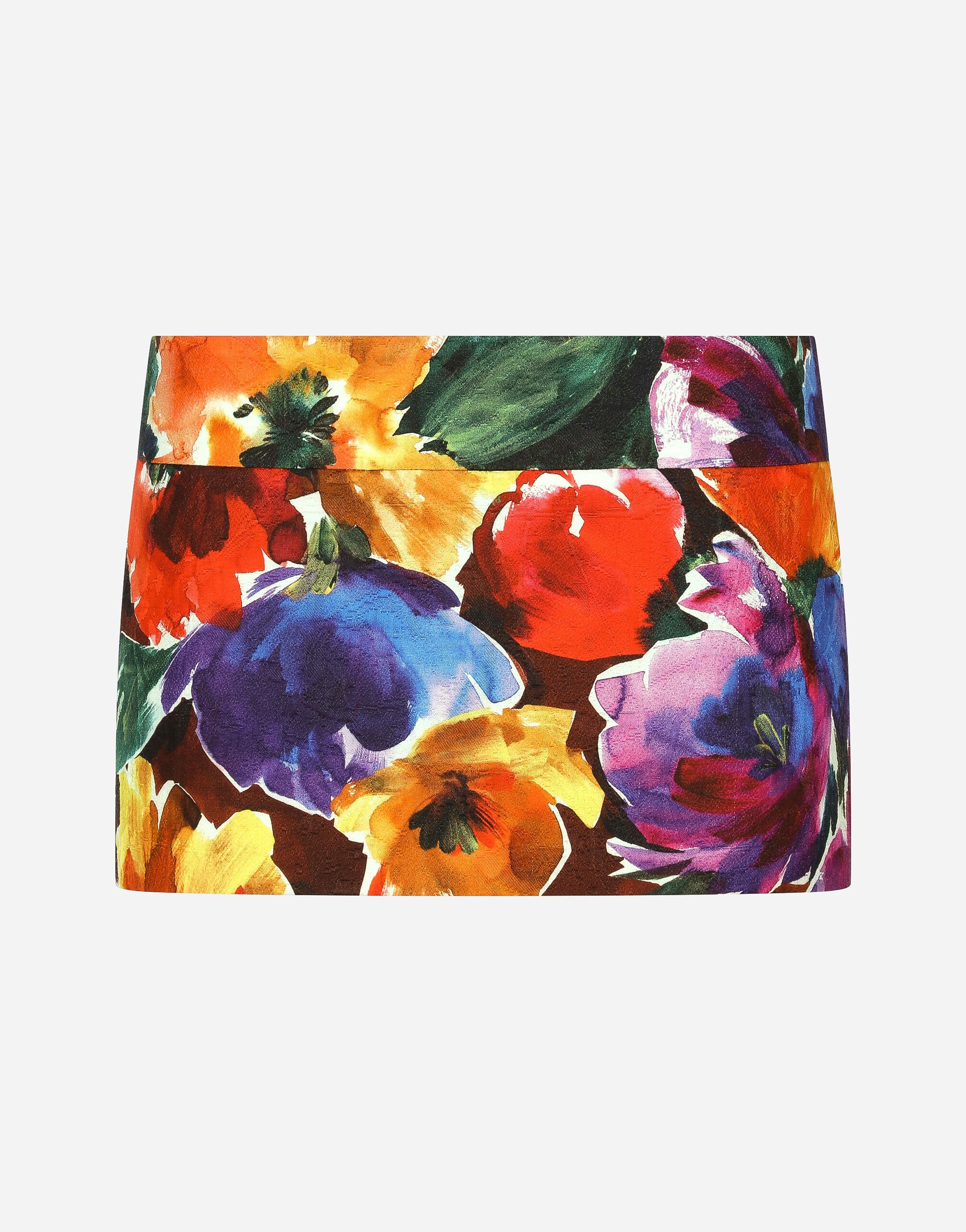 Dolce & Gabbana Brocade miniskirt with abstract flower print Print F4CWBTHS5R7