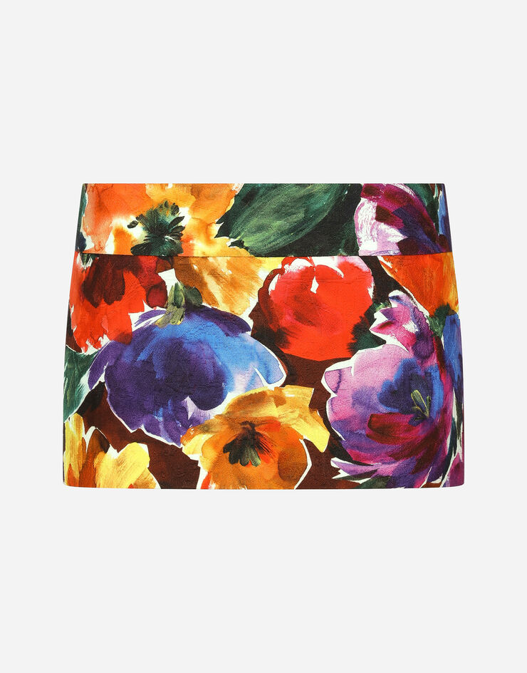 Dolce & Gabbana Brocade miniskirt with abstract flower print Print F4CSNTFSTBJ