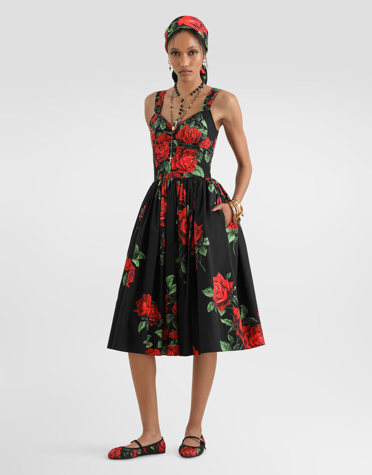 Dolce & Gabbana Rose-print poplin dress Multicolor F619MTHS5VL
