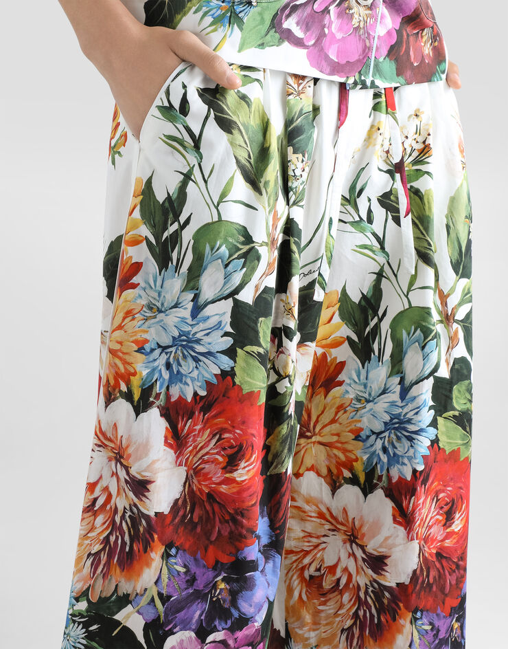Dolce & Gabbana Hose aus Popeline mit Blumenbouquet-Print Drucken FTDCXTHS5TR