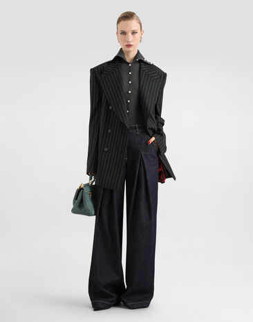 Dolce & Gabbana Double-breasted jacket in pinstripe wool Multicolor F29QWTFRBDU