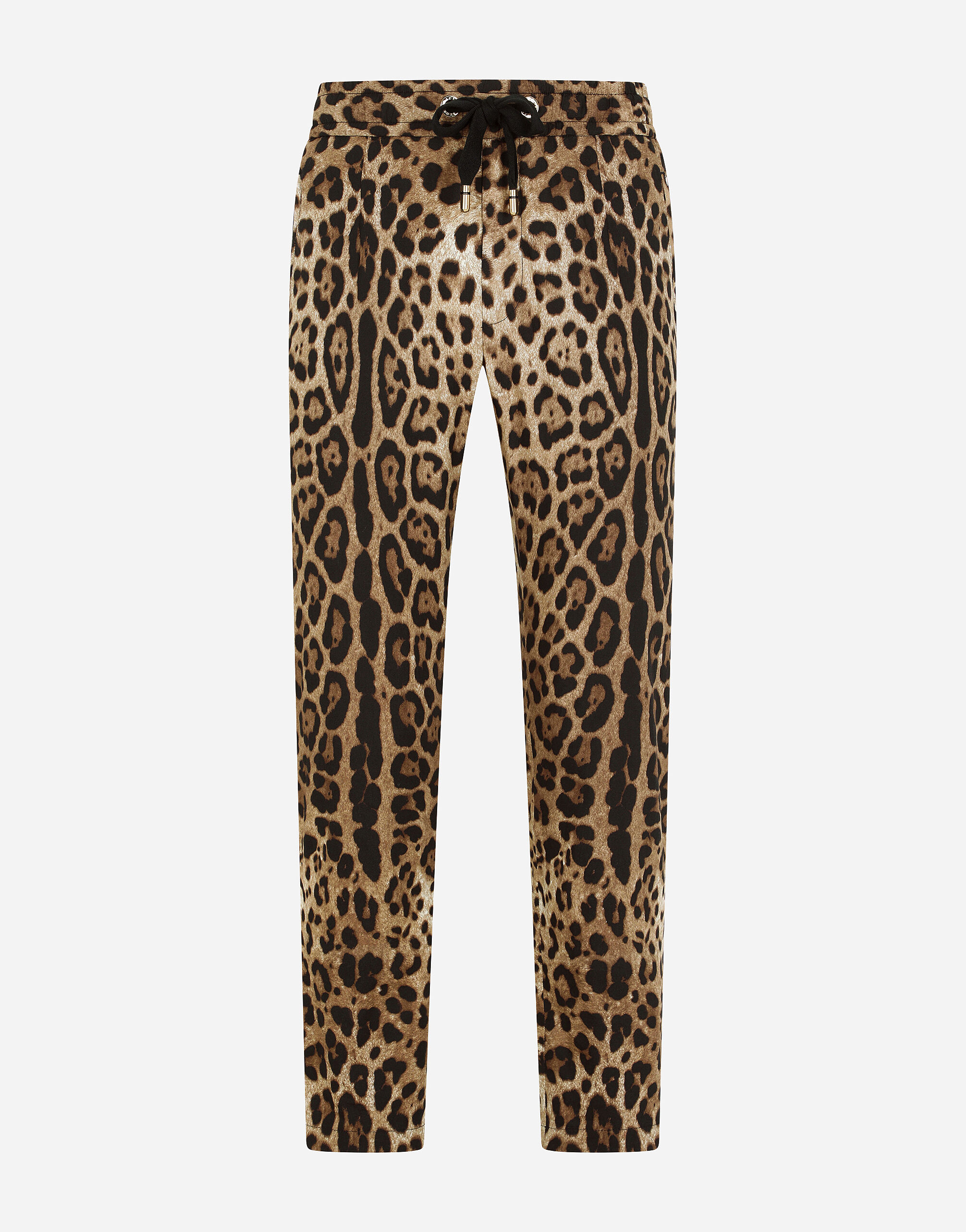 Dolce & Gabbana Cotton jogging pants with leopard print Black GWZXMTFJBAJ