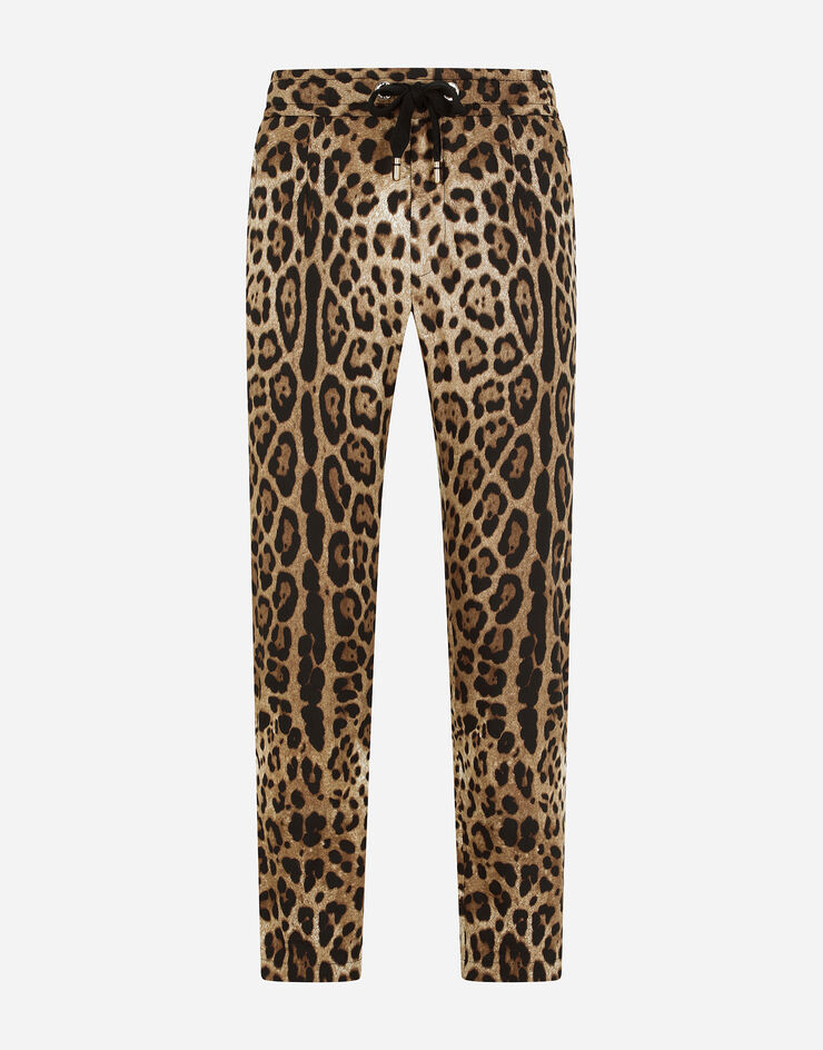Dolce & Gabbana Cotton jogging pants with leopard print Multicolor GYU6ETHS5E3