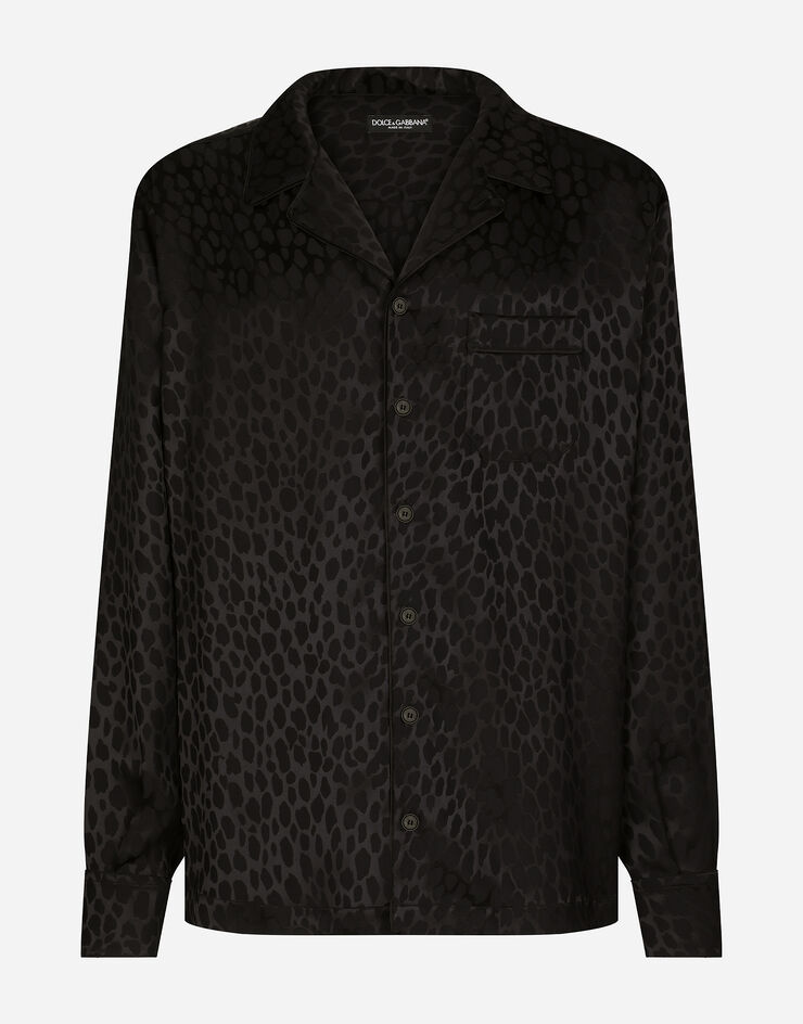 Dolce & Gabbana Ocelot-design silk jacquard shirt Black G5IF1TFJIAE