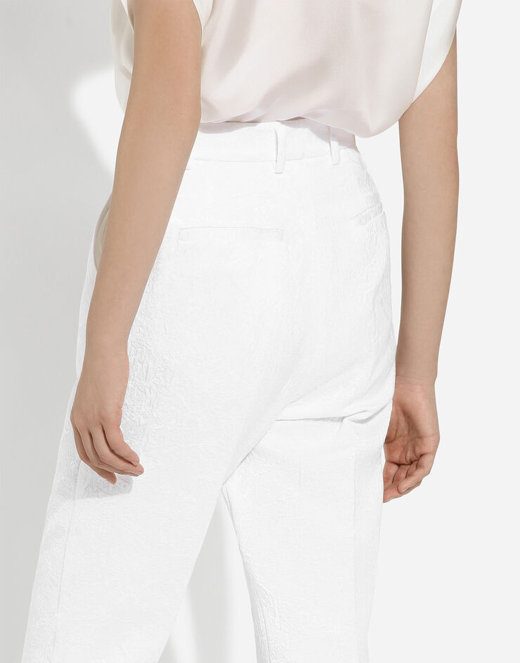 Dolce & Gabbana Pantaloni a sigaretta in broccato Bianco FTAM2TFJTBV