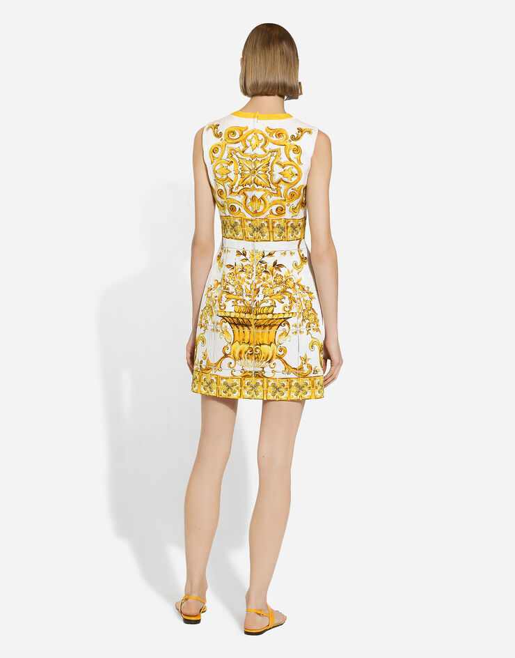 Dolce & Gabbana Short majolica-print brocade dress Print F68A8TFPTAH