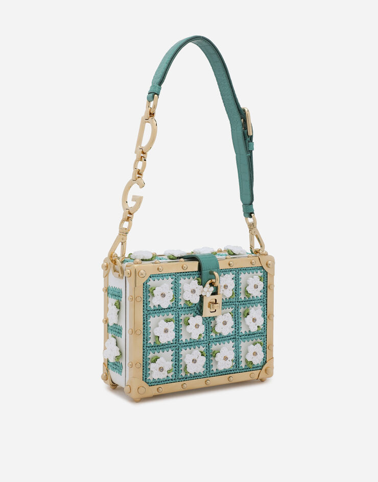 Dolce & Gabbana Calfskin and raffia crochet Dolce Box bag White BB7165AY624