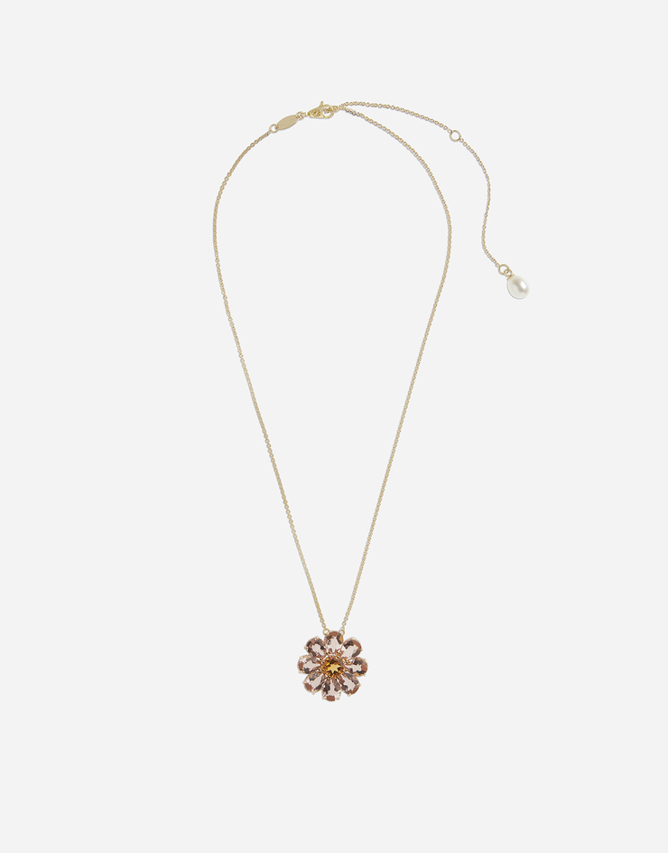 Dolce & Gabbana Necklace with red gold flower pendant Gold WAFI1GWMOR1