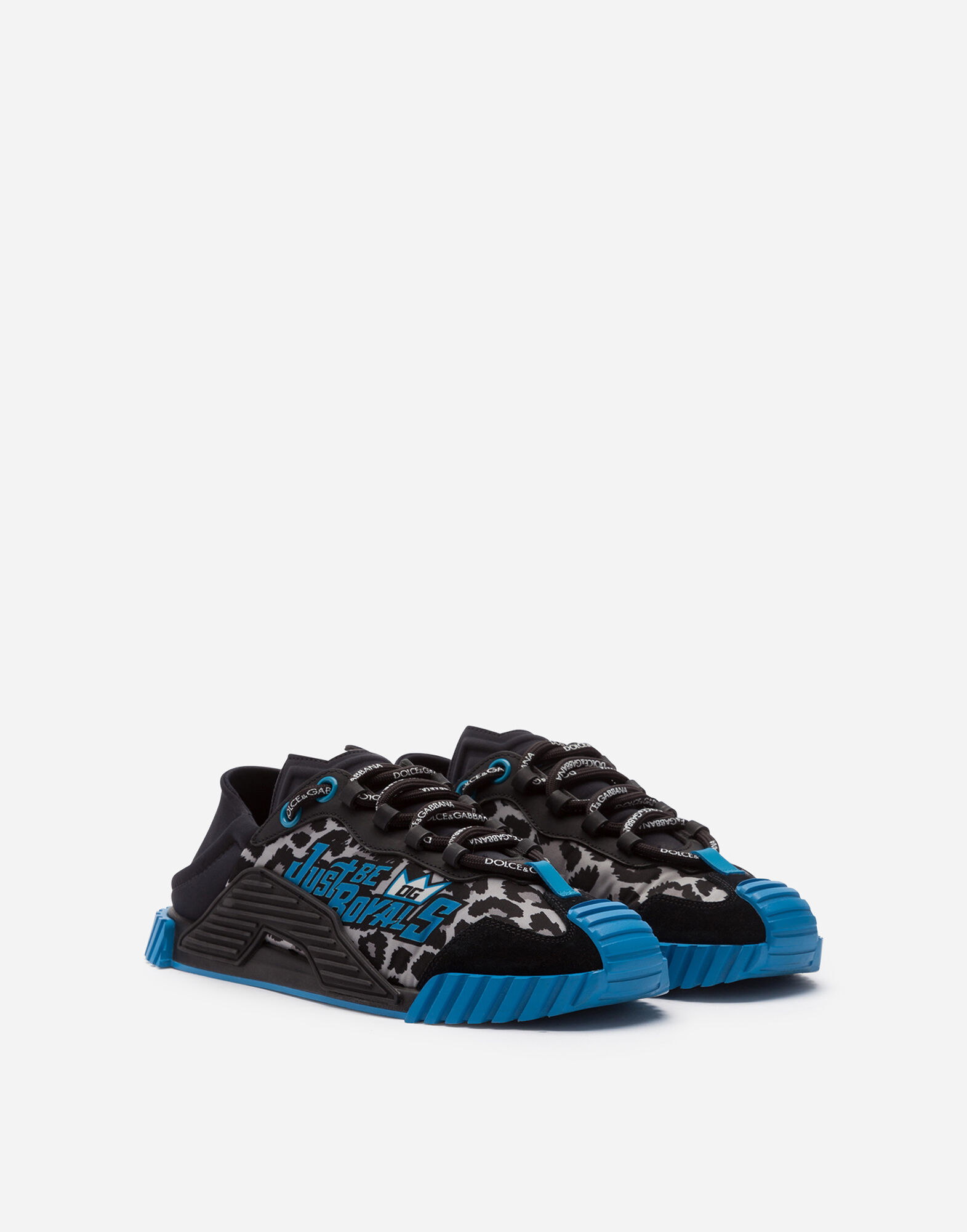 Mixed material NS1 slip-on sneakers with jungle print over a