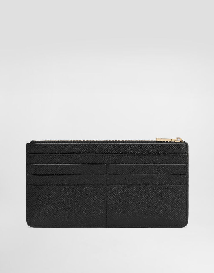 Dolce & Gabbana Large dauphine calfskin card holder with plate Black BI1265A1001
