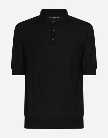 Dolce & Gabbana Pull polo en cachemire extrafin Bleu GX828TJAWTY