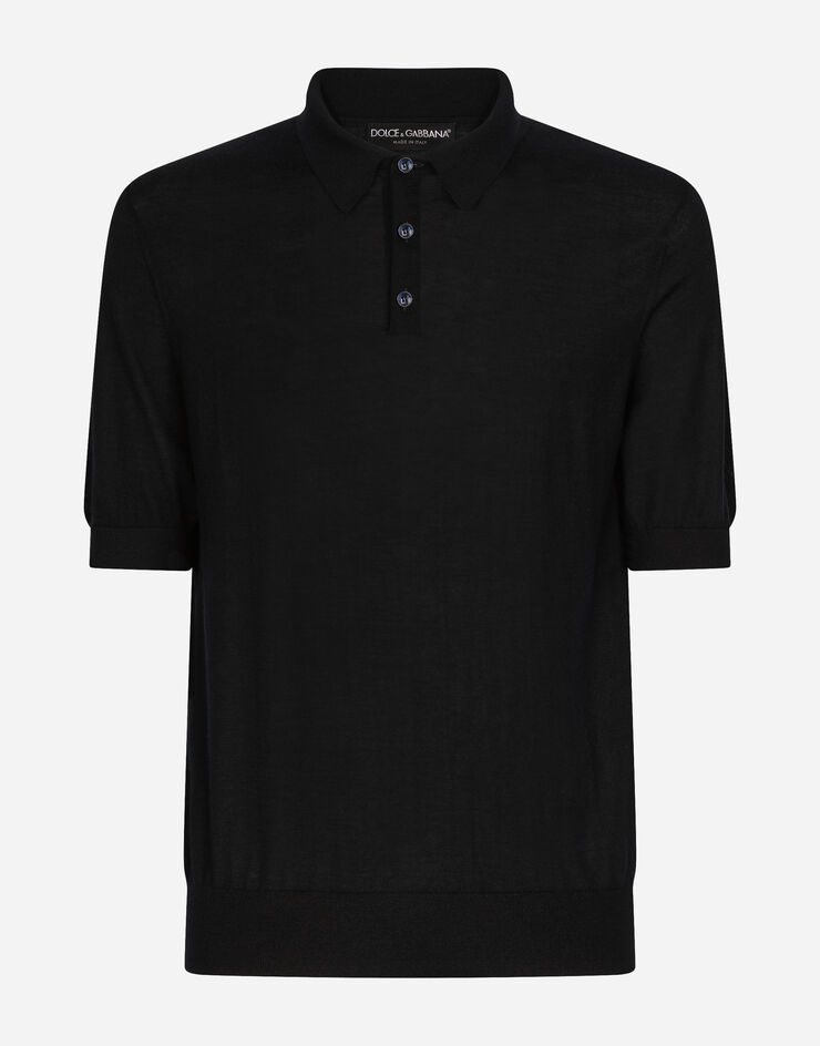 Extra-fine cashmere polo-shirt in Blue for | Dolce&Gabbana® US
