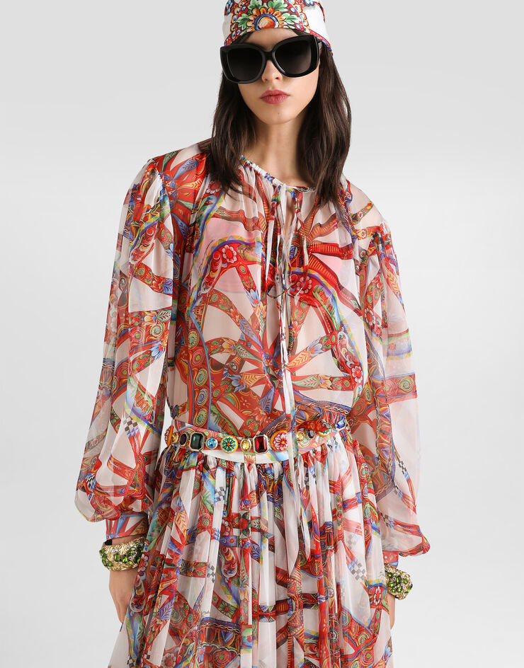 Dolce & Gabbana Carretto-print chiffon top Multicolor F7BR1TIS13V