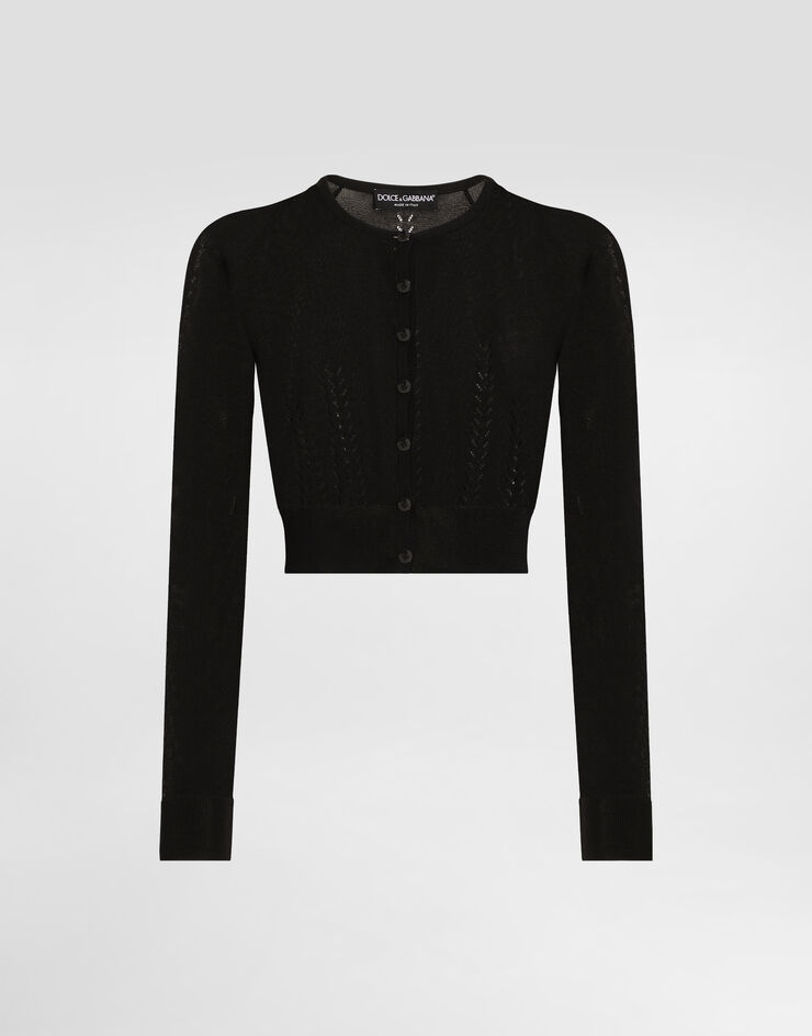 Dolce & Gabbana Cropped silk cardigan Black FXV85TJBSLL