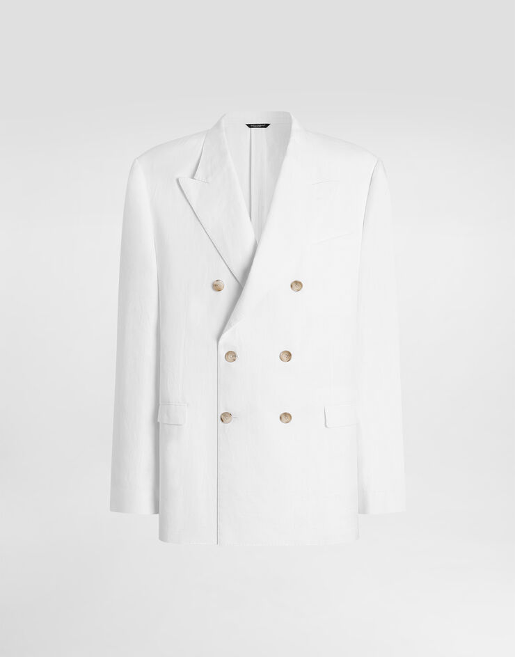 Dolce & Gabbana Double-breasted taormina linen jacket White G2NW1TGK326