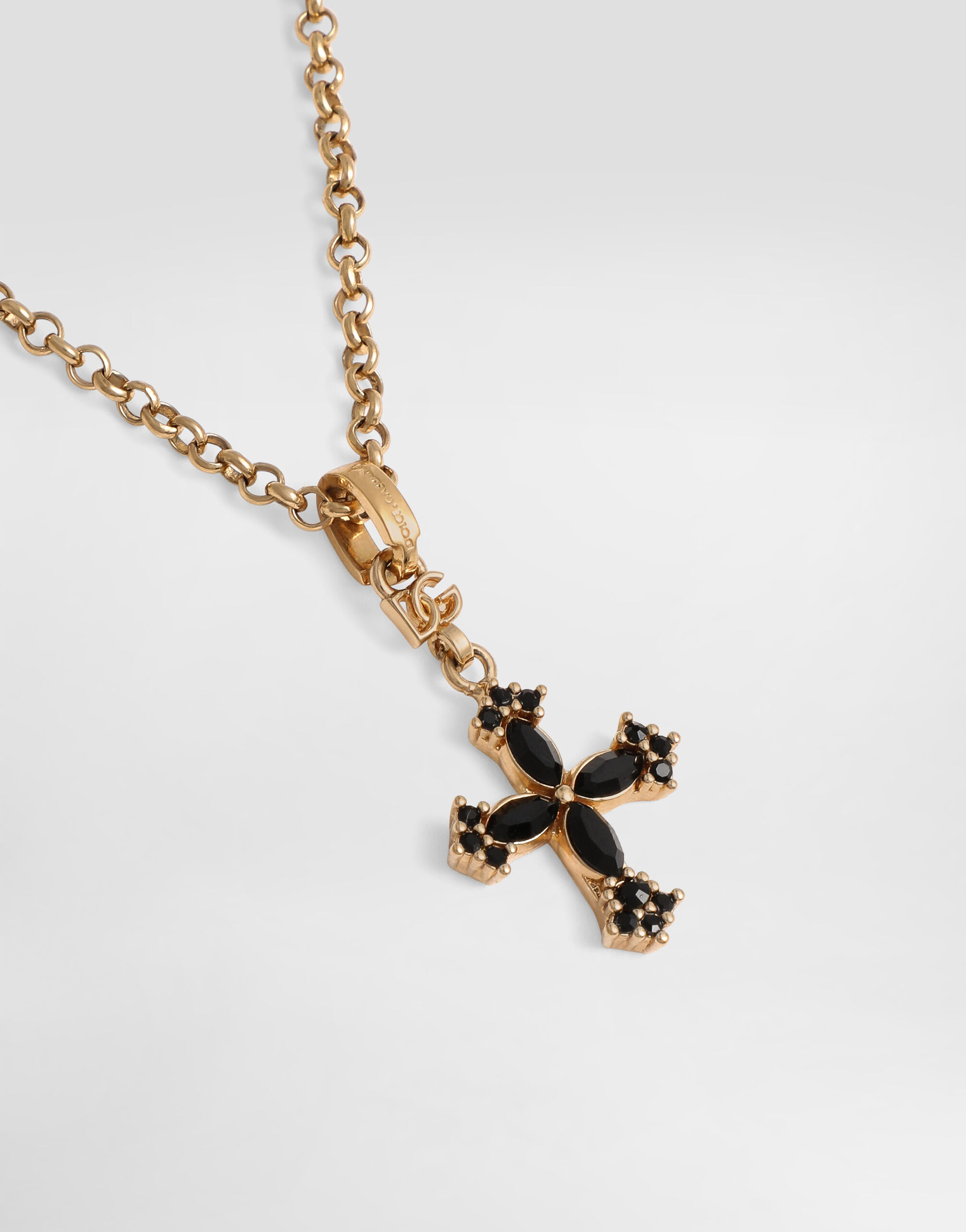 Necklace with cross and rhinestones in Gold for Women