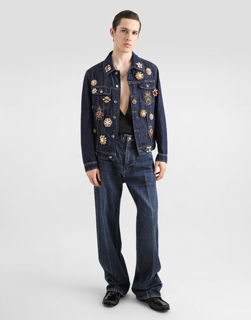 Dolce & Gabbana Cotton denim jacket with bejeweled detailing Multicolor G9BKPZG8MF8